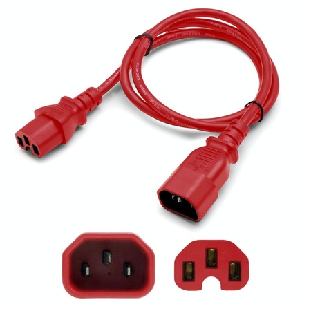 ADD-ON Addon 2Ft C14 To C15 14Awg 100-250V Red Power Extension Cable ADD-C142C1514AWG2FTRD